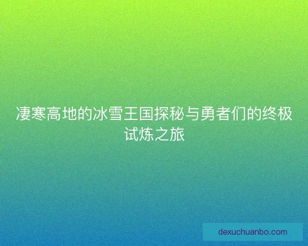 凄寒高地的冰雪王国探秘与勇者们的终极试炼之旅