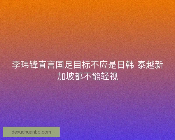 李玮锋直言国足目标不应是日韩 泰越新加坡都不能轻视
